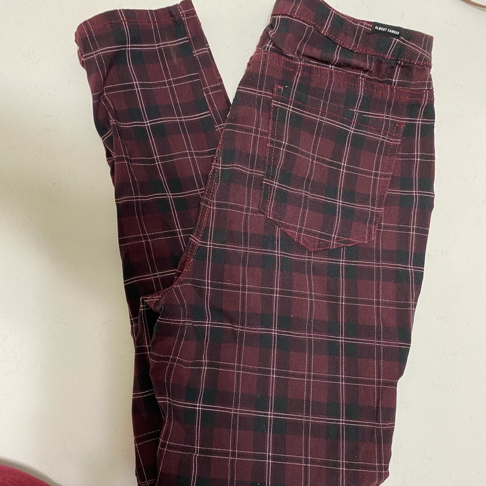 Womens Juniors Size 11 Almost Famous Stretch Plaid Pants Y2K style